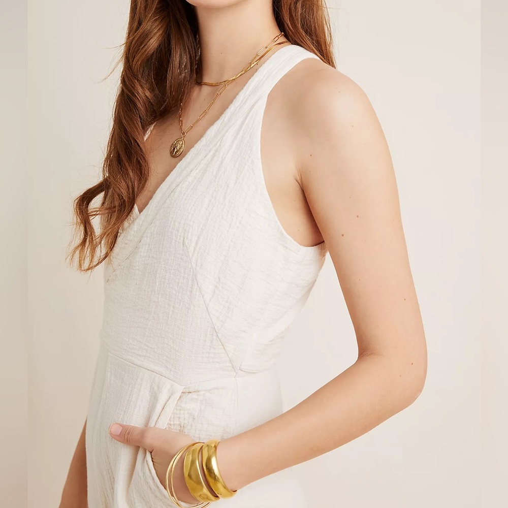 Anthropologie Demi textured jumpsuit pants romper cotton gauze wide leg - Picture 3 of 7
